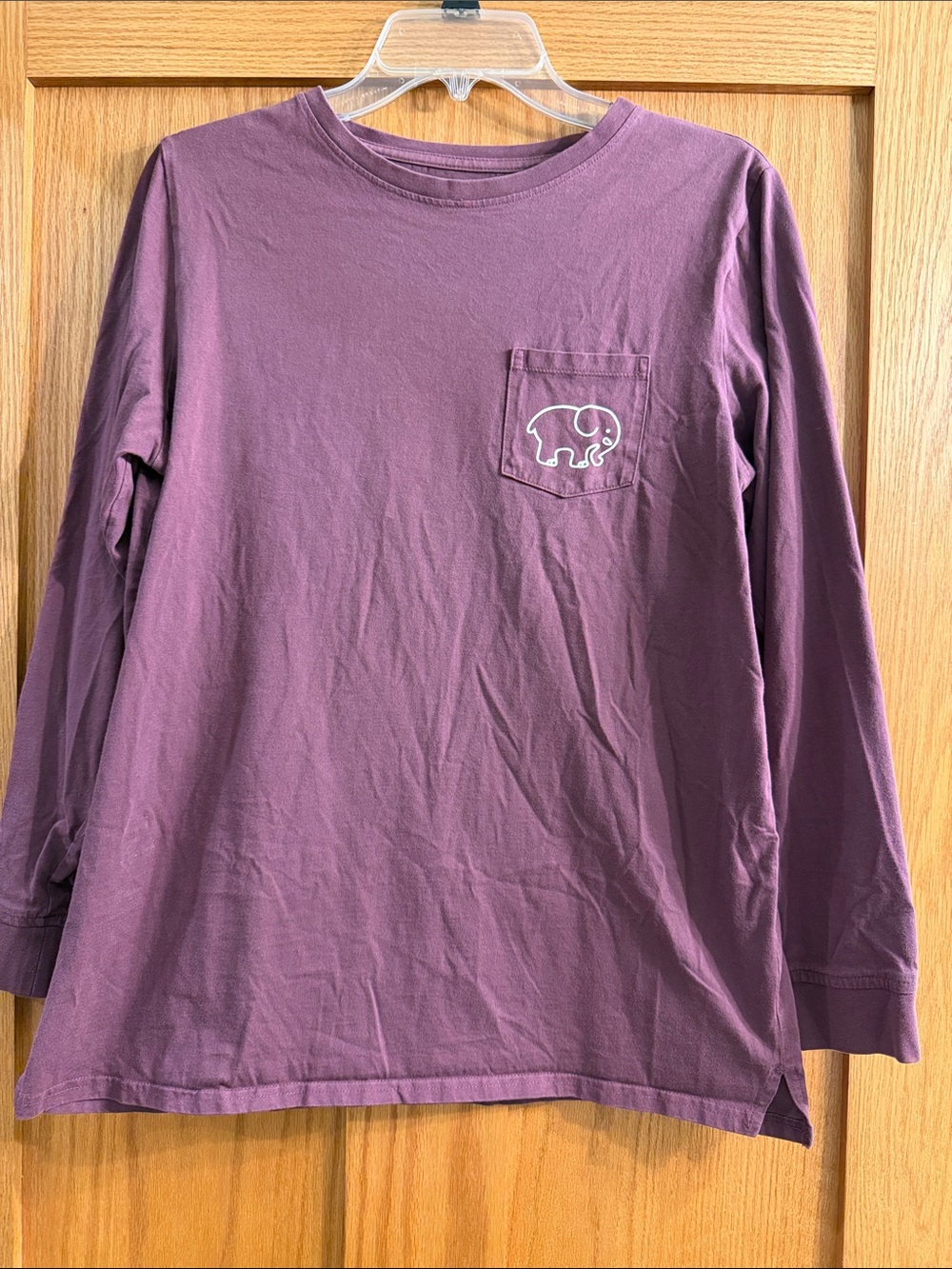 ivory ella Long-Sleeve Tee with Elephant Pocket - Plum